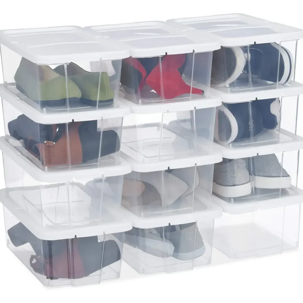 Relaxdays Schuhbox 12,5 x 20 x 34,5 cm 12-tlg. transparent