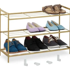 Relaxdays Schuhregal 70 x 50 x 26 cm offen / gold