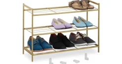 Relaxdays Schuhregal 70 x 50 x 26 cm offen / gold