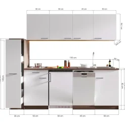 Respekta Küchenzeile Oliver 225 cm E-Geräte weiß
