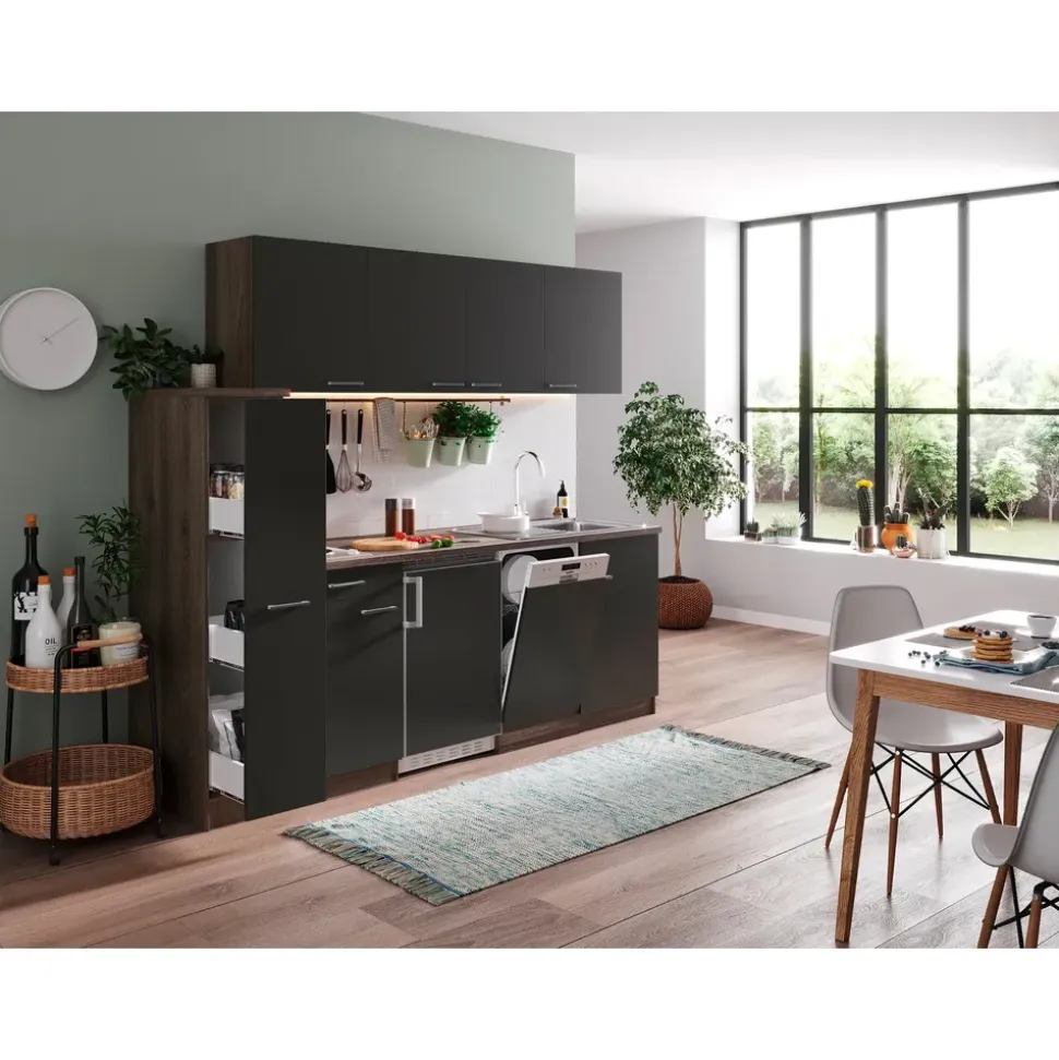 Respekta Küchenzeile Oliver 225 cm Grau