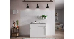 Respekta Komplettspüle 100 x 50 cm Schiebetür Weiß