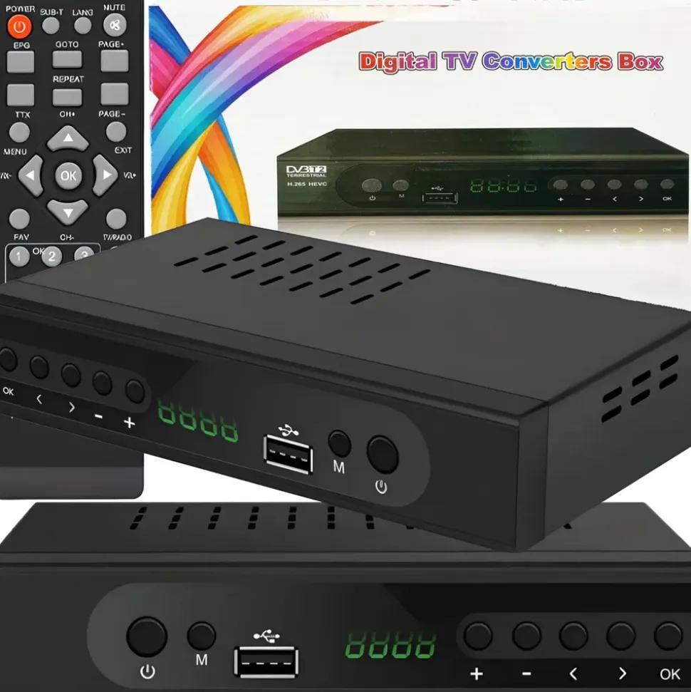 Retoo DVB-T2 Receiver mit HDMI Full HD 1080p, Digital Empfänger mit H.265 HEVC, Kabel-Receiver mit USB, Mediaplayer mit PVR, SCART, Terrestrischer Decoder, Fernbedienung, Schwarz