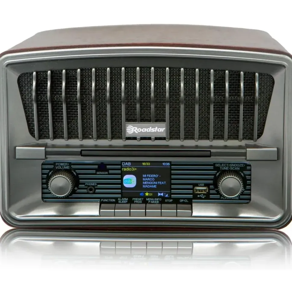 Roadstar HRA-270CD+BT Tragbares CD-Radio Vintage Digital Dab/Dab+/FM, CD-MP3-Player, Bluetooth, USB, Stereo, AUX-IN, LCD-Display, Fernbedienung,