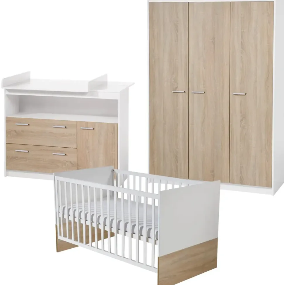 roba Kinderzimmer Gabriella breit 3-tlg. weiß/eiche sonoma sägerau hell