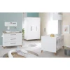 roba Kinderzimmer Set 3-teilig Ole - Kinderbett 70 x 140 cm umbaubar + Wickelkommode mit 3 Schubladen + Kinderkleiderschrank - Griffe & Füße aus Massivholz - Weiß/Dunkle Eiche