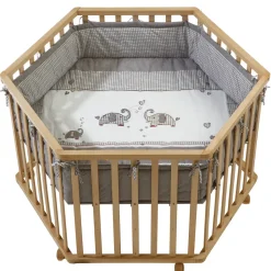 roba Laufgitter 6-eckig 106 x 121 cm weiß Bodenfarbe jumbo twins grau