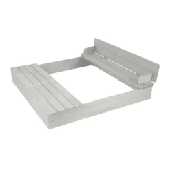 roba Sandkasten Outdoor+ mit Abdeckung und aufklappbarer Sitzbank grau