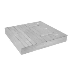 roba Sandkasten Outdoor+ mit Abdeckung und aufklappbarer Sitzbank grau