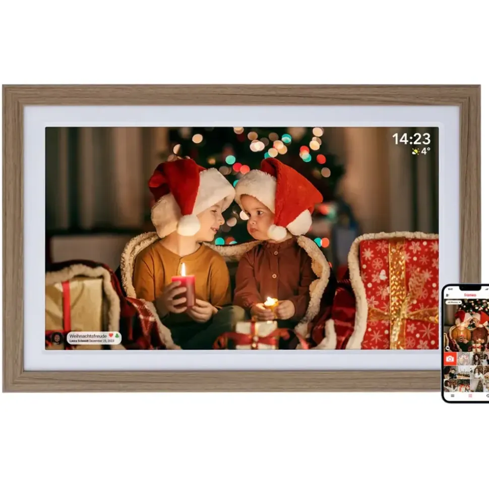 Rollei Smart Frame WiFi 212 Digitaler Bilderrahmen 21,5 Zoll Frameo Digital Photo Frame 1920x1080 IPS Touchscreen 32GB Speicher Holzoptik Eiche Digitaler-Bilderrahmen-Digital-Elektronischer-Fotorahmen