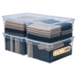 Rotho Stapelbox 18 l 4-tlg. blau/transparent