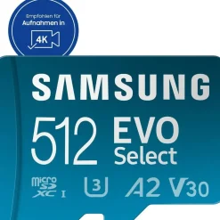 Samsung EVO Select (2024) microSD-Karte + SD-Adapter, 512 GB, MB-ME512SA/EU