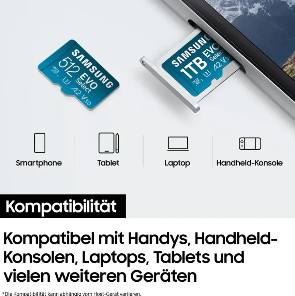 Samsung EVO Select (2024) microSD-Karte + SD-Adapter, 512 GB, MB-ME512SA/EU