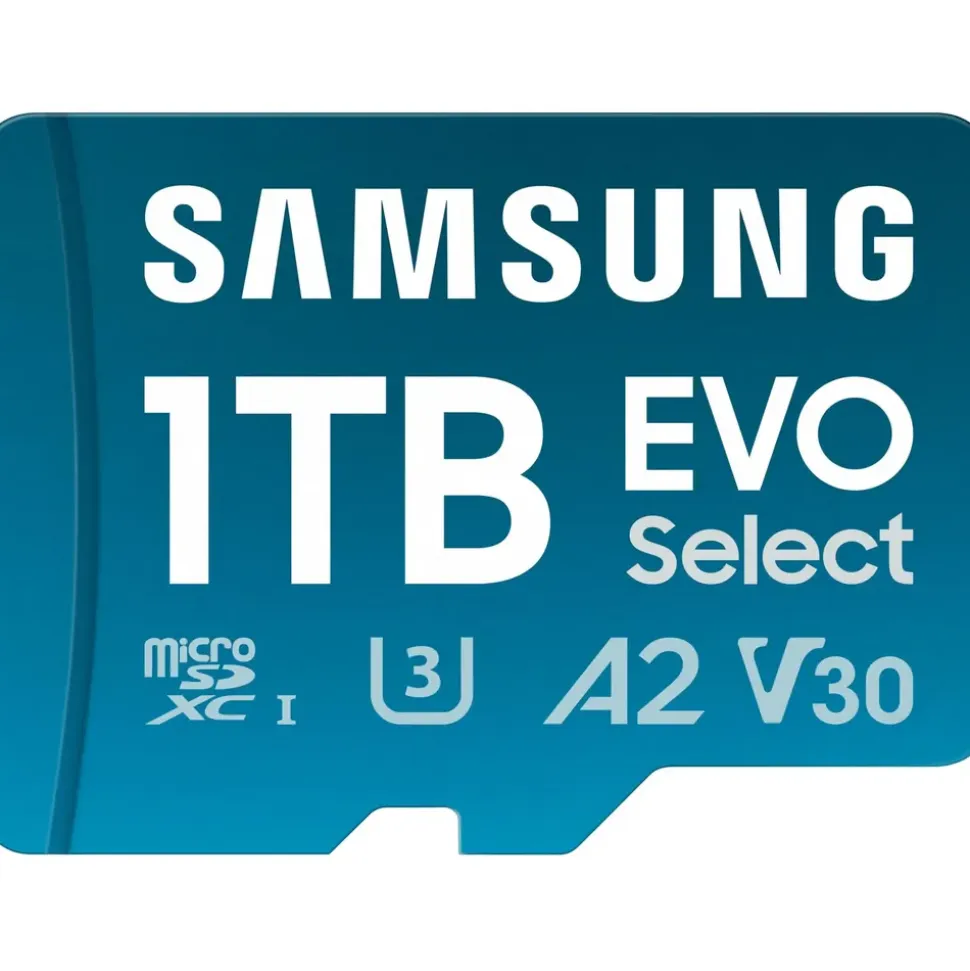 Samsung EVO Select (2024) microSD-Karte + SD-Adapter, 1 TB, UHS-I U3, 4K UHD, Full HD, 160 MB/s Lesen, Speicherkarte für Smartphones, Tablets und Laptops, MB-ME1T0SA/EU