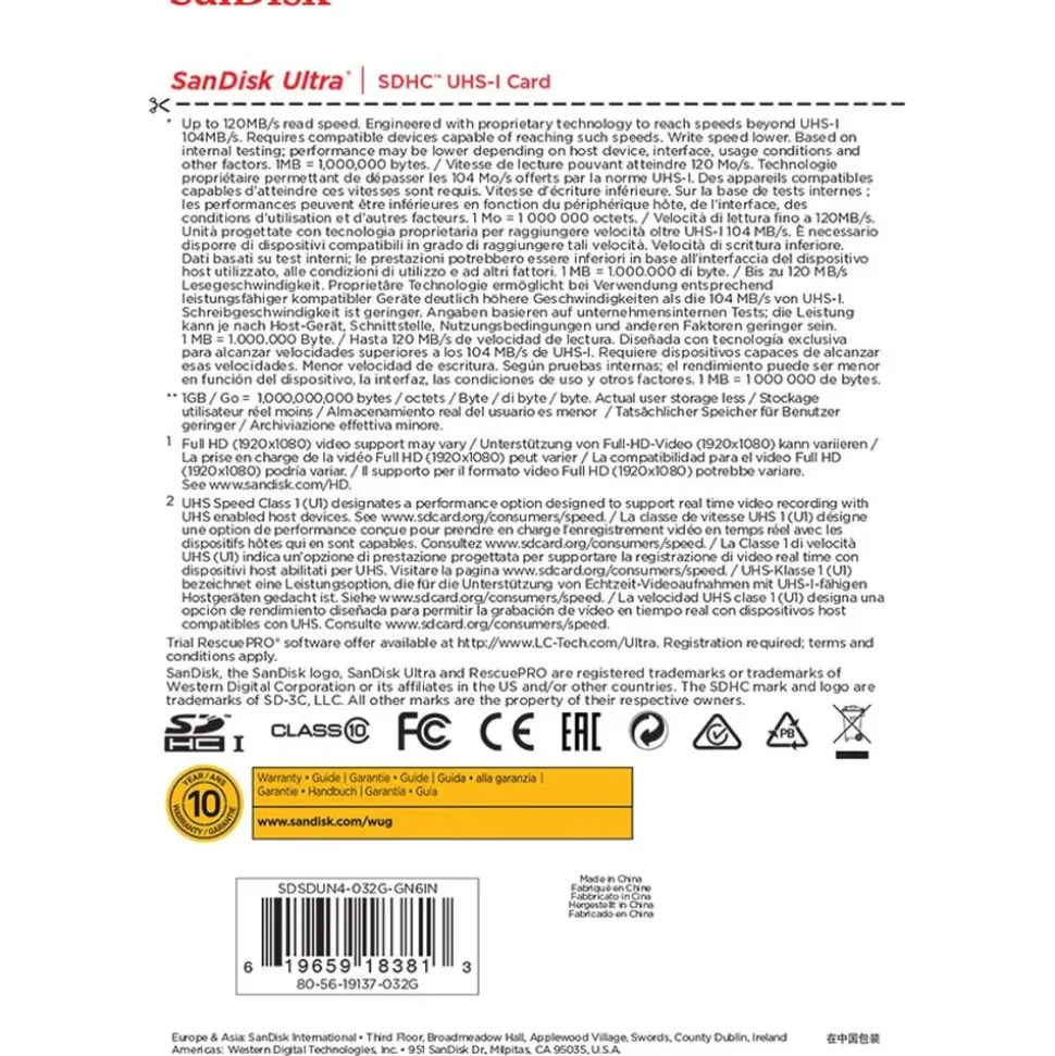 SanDisk Ultra SDHC/SDXC UHS-I 120 MB/s 32 GB