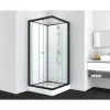 SANOTECHNIK Komplettdusche mit Schiebetür 90 x 90 cm schwarz Sicherheitsglas PS15B