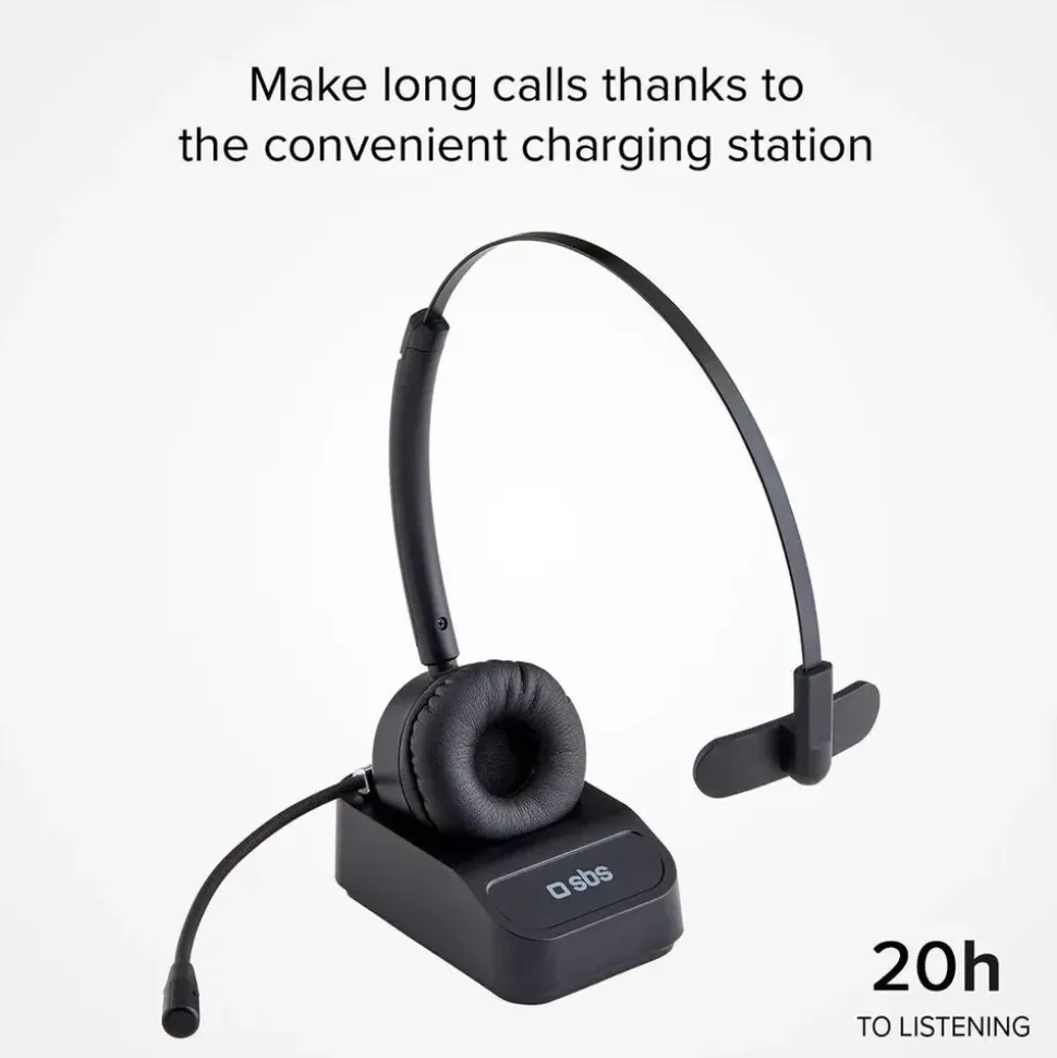 SBS Kabelloses Mono-Headset mit Ladestation Schwarz