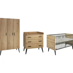 Schardt Baby-/Kinderzimmer-Set Morris Oak 3-teilig Artisan/Anthrazit