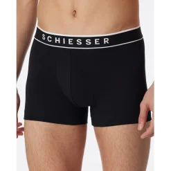 SCHIESSER Boxershorts unifarben schwarz/weiß XL 3er Pack