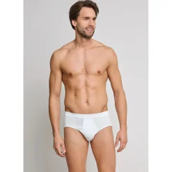 SCHIESSER Essentials white sports briefs with a fly L 2er Pack