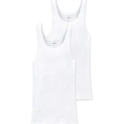 SCHIESSER Unterhemd 2er Pack - ärmellos, Cotton Essentials, Doppelripp, für Herren