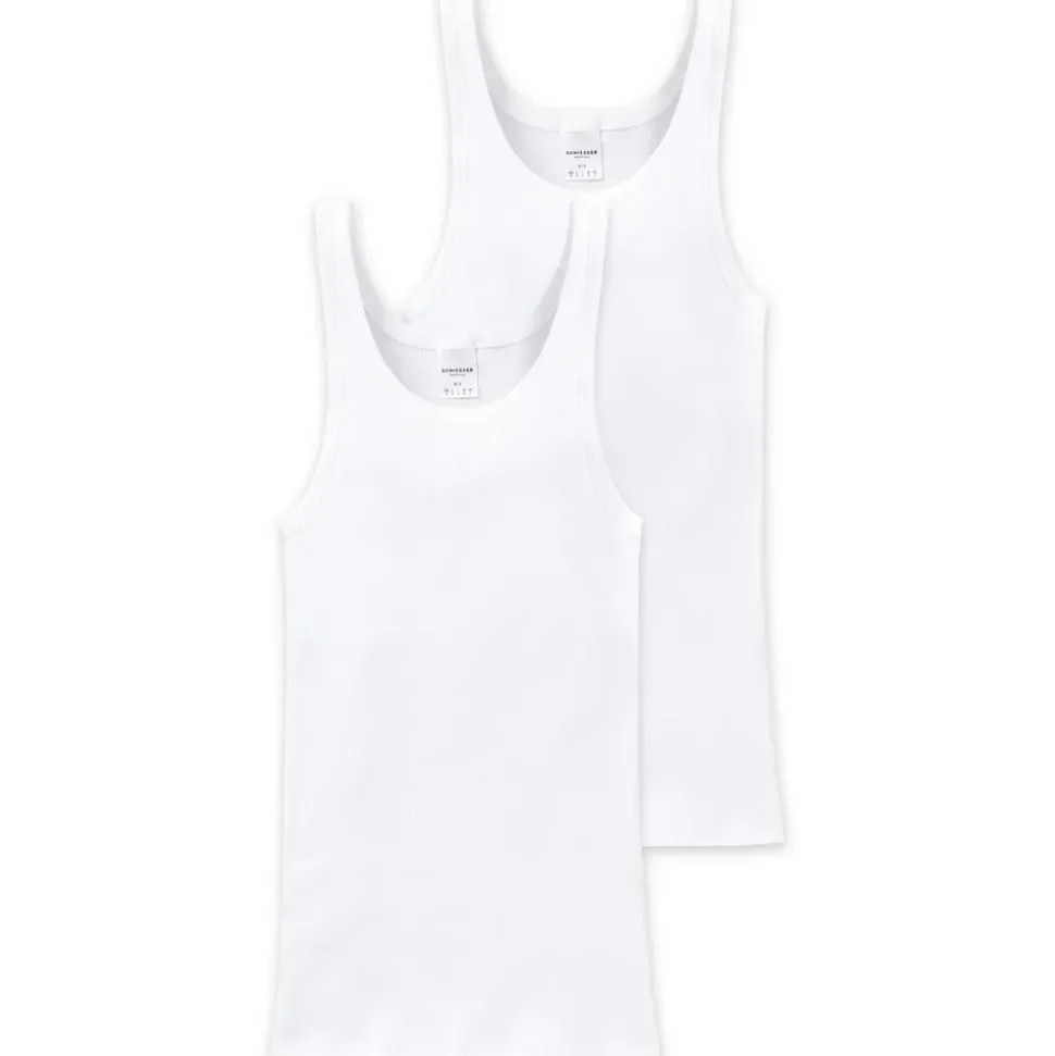 SCHIESSER Unterhemd 2er Pack - ärmellos, Cotton Essentials, Doppelripp, für Herren