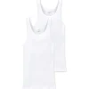 SCHIESSER Unterhemd 2er Pack - ärmellos, Cotton Essentials, Doppelripp, für Herren Weiß 6
