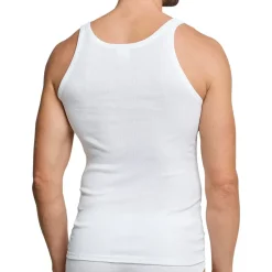SCHIESSER Unterhemd 2er Pack - ärmellos, Cotton Essentials, Doppelripp, für Herren Weiß 6