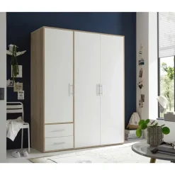 SchlafKONTOR Drehtürenschrank Valencia 155 x 195 x 60 cm Weiß