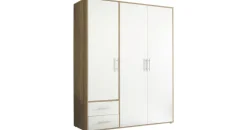 SchlafKONTOR Drehtürenschrank Valencia 155 x 195 x 60 cm Weiß