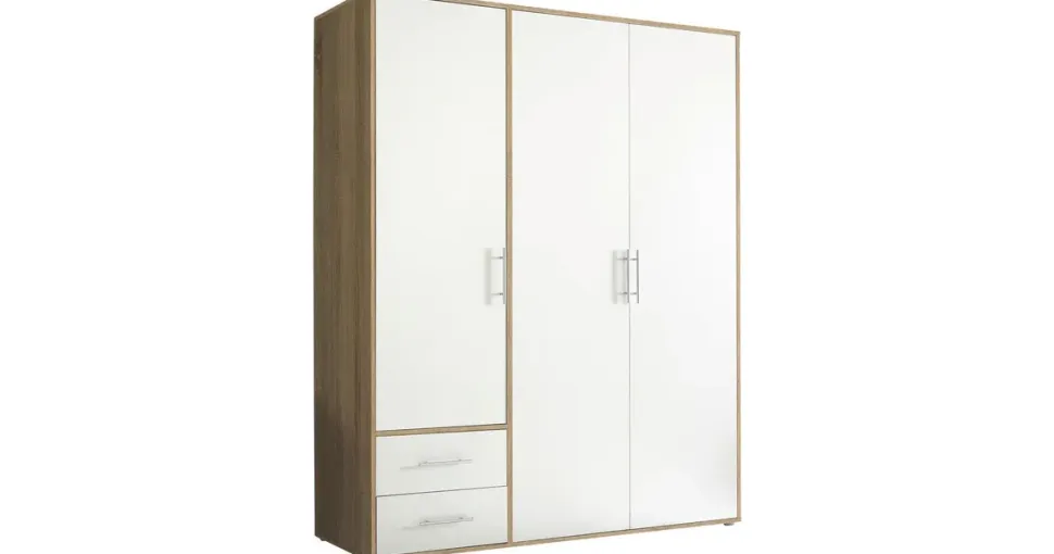 SchlafKONTOR Drehtürenschrank Valencia 155 x 195 x 60 cm Weiß