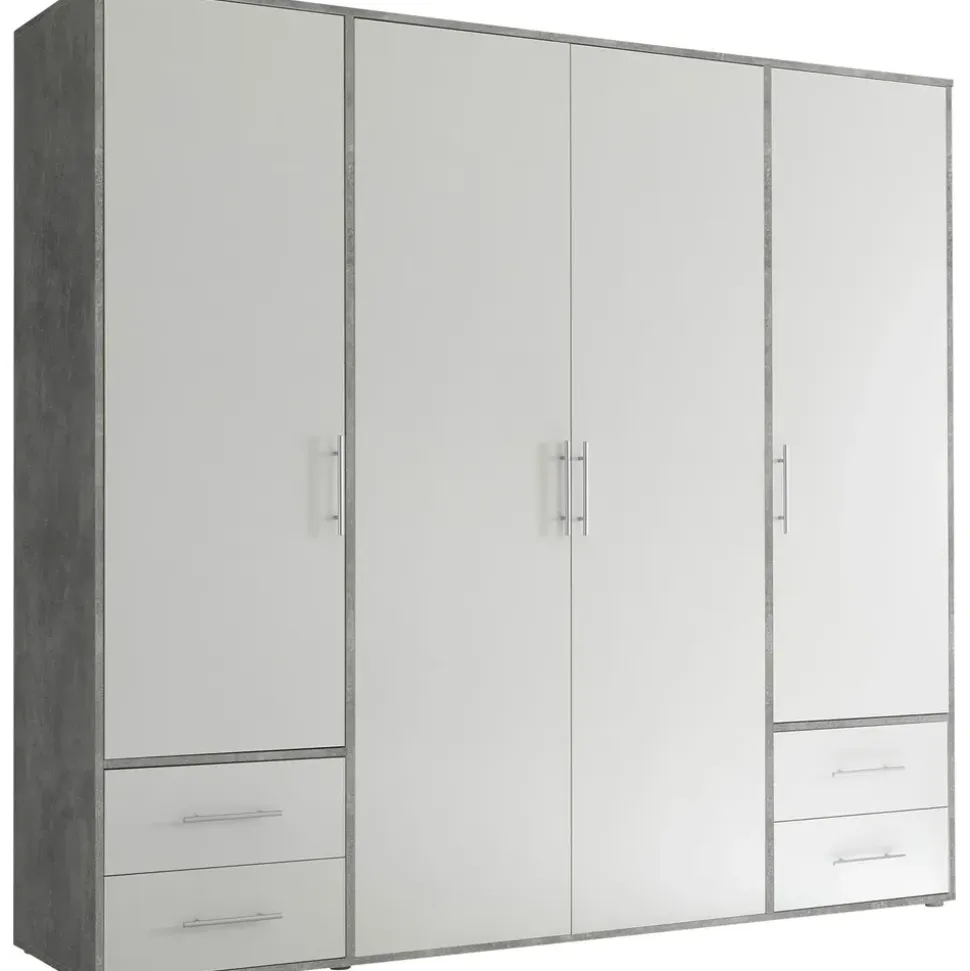 SchlafKONTOR Valencia 206 x 195 x 60 cm beton hell/weiß/betonoptik