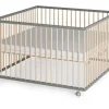 Sämann Laufgitter mit Matratze Cloud Air – Schlupfsprossen grau/natur Premium | Gr.: 120x120 cm,