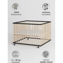 Sämann Laufgitter, mit 3 Schlupfsprossen – schwarz/natur - Premium Kollektion | Gr.: 100x100 cm,