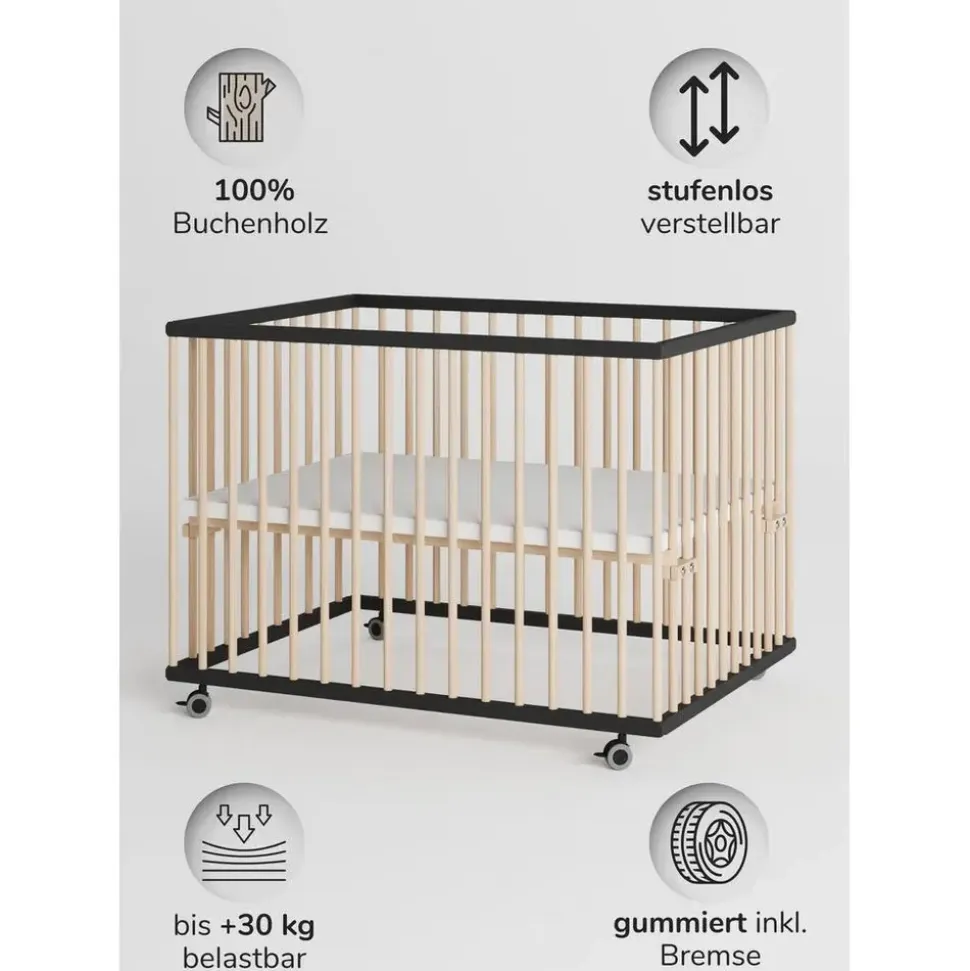 Sämann Laufgitter, mit 3 Schlupfsprossen – schwarz/natur - Premium Kollektion | Gr.: 75x100 cm,
