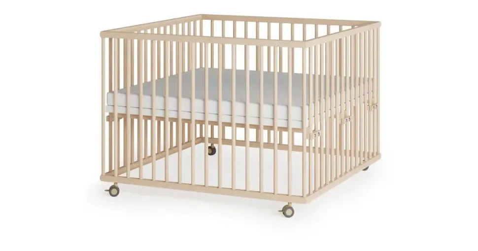 Sämann – make a difference. Laufgitter natur Holz, Echtholz,Buche, 100x74x100 cm Babymöbel, Laufstall Baby
