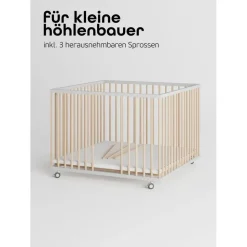 Sämann Sämann® – make a difference. Laufgitter, Weiß, Natur, Holz, Echtholz,Buche, 100x74x100 cm, Babymöbel, Laufstall, Baby