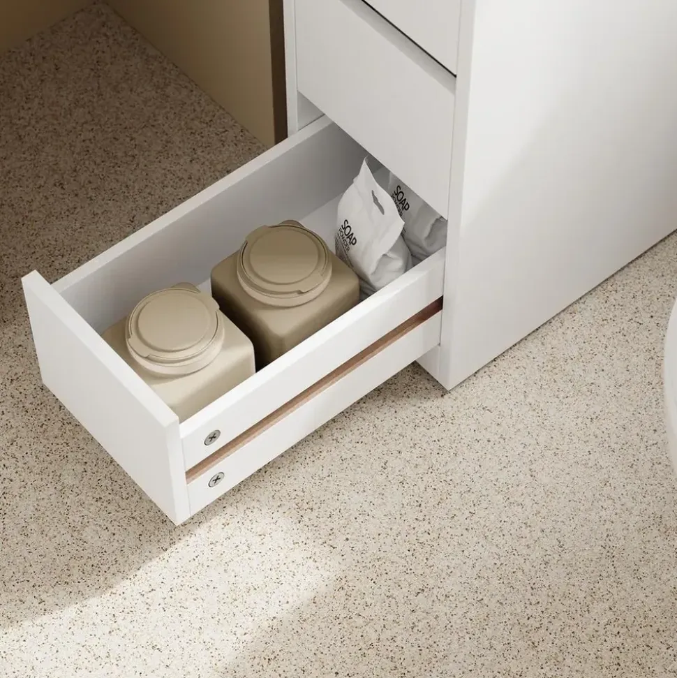 SoBuy Badezimmerschrank mit Rollen, und 3 Schubladen 65x23x82cm Badezimmer,