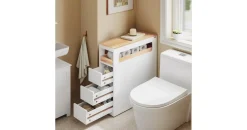 SoBuy Badezimmerschrank mit Rollen, und 3 Schubladen 65x23x82cm Badezimmer,
