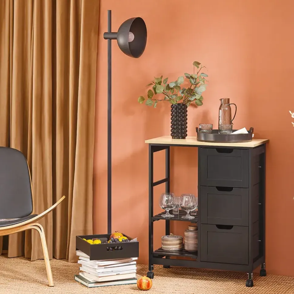 SoBuy Küchenwagen mit Rollen, Schwarz, 68x85x38cm, bis 50kg