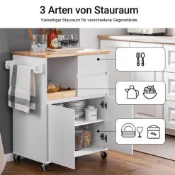 SoBuy Küchenwagen, Weiß,