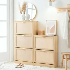 SoBuy Schuhkipper 60 x 80 x 24 cm beige / beige