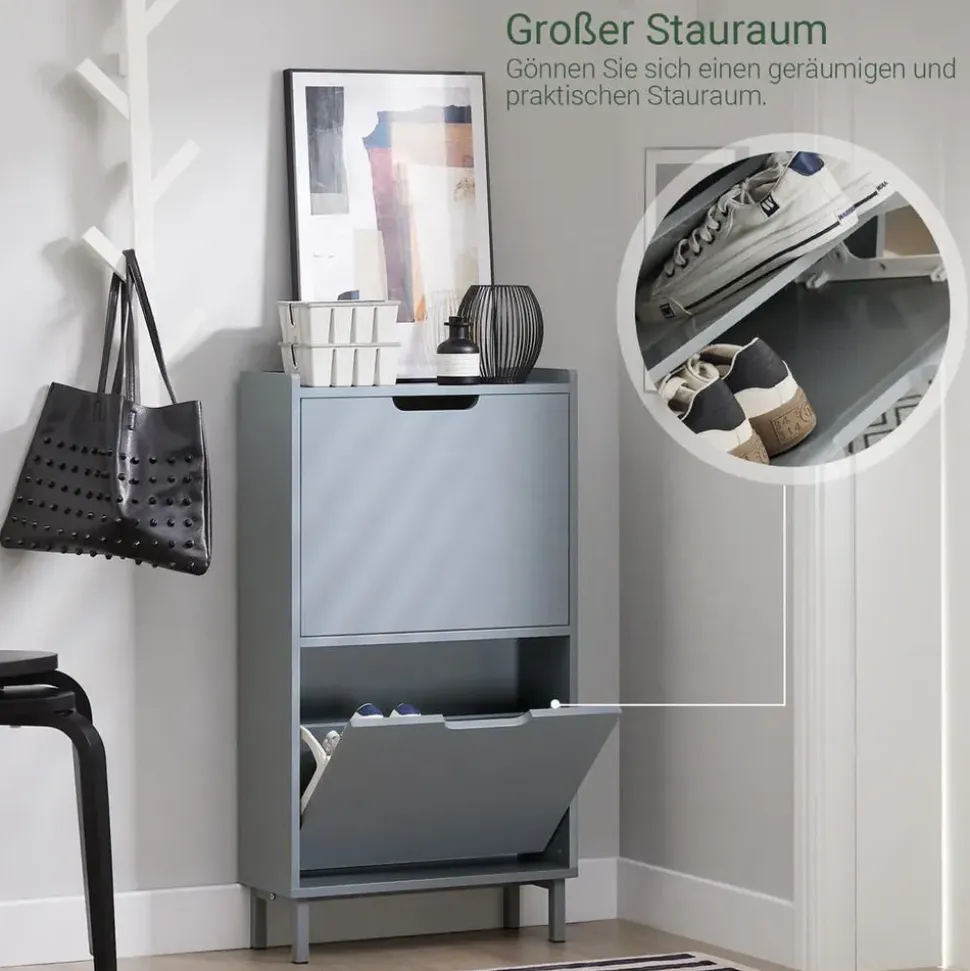 SoBuy Schuhkipper 50 x 90 x 19 cm grau / grau