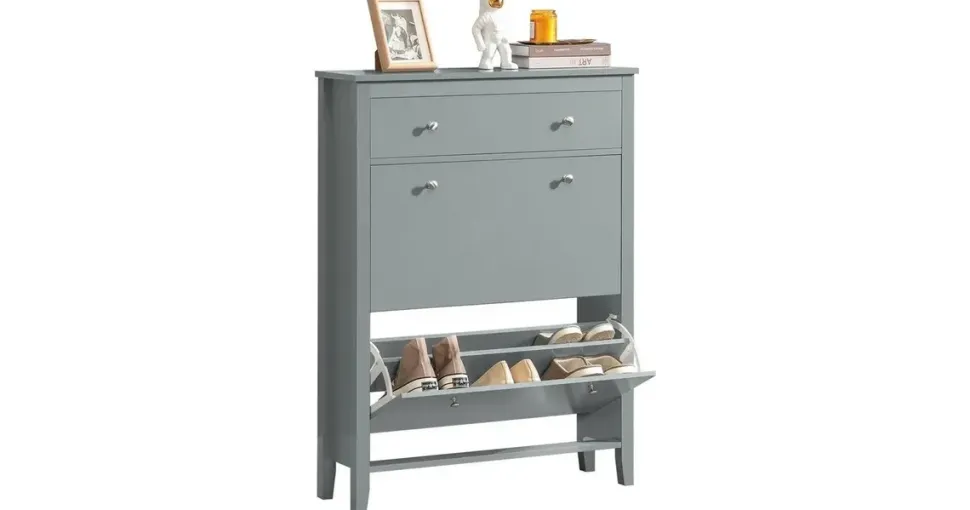 SoBuy Schuhkipper 80 x 108 x 25 cm grau / grau