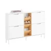 SoBuy Schuhkipper 126 x 85 x 19 cm mit 4 Klappen / weiß