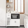 SoBuy Sideboard auf Rollen Küchenwagen Mikrowellenschrank Rollwagen FSB78-W