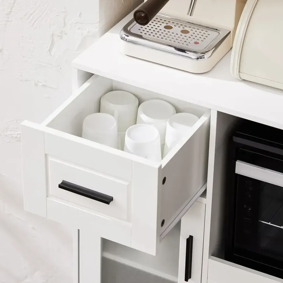 SoBuy Sideboard auf Rollen Küchenwagen Mikrowellenschrank Rollwagen FSB78-W