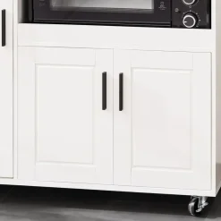SoBuy Sideboard auf Rollen Küchenwagen Mikrowellenschrank Rollwagen FSB78-W