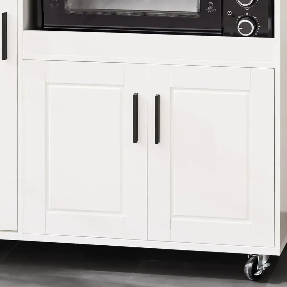 SoBuy Sideboard auf Rollen Küchenwagen Mikrowellenschrank Rollwagen FSB78-W