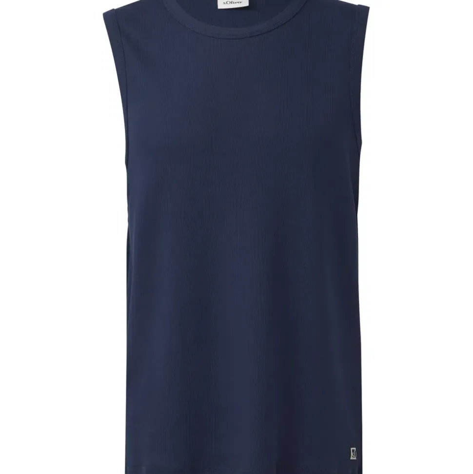 s.Oliver Jersey-Tanktop mit Rippstruktur - blau - XL